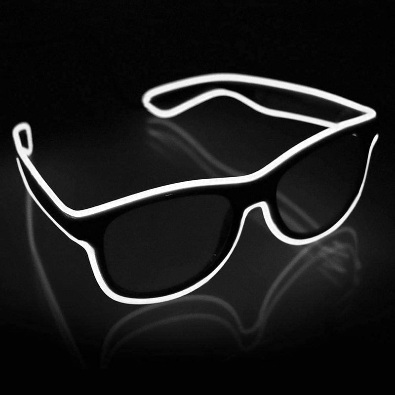 YouRfocus Wireless LED Light Up Glasses Glow in the Dark Neon Rave Glasses for Rave Party, EDM, Halloweenï¼ŒChristmas (White) - Image 1